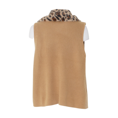 Brown Animal Print Vest Sweater