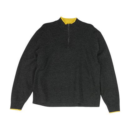 Black Solid 1/4 Zip Sweater
