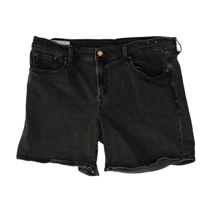 Black Solid Denim Shorts