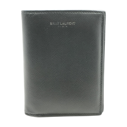 Black Credit Card Wallet in Drain De Poudre Leather