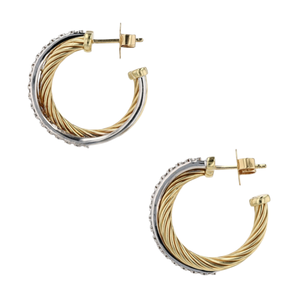 1/4 ctw 18K Two-Tone Gold Diamond Hoop Earrings