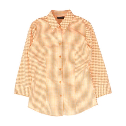 Orange Check Button Down