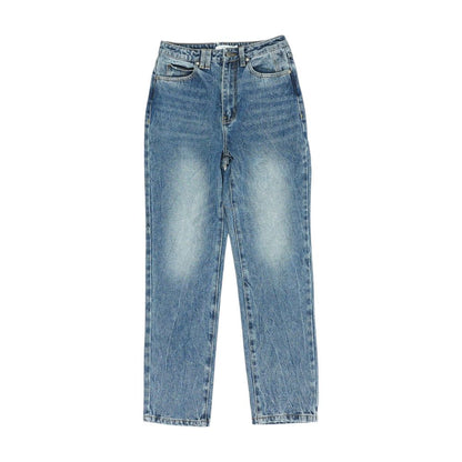 Blue High Rise Straight Leg Jeans