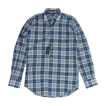 Blue Plaid Long Sleeve Button Down