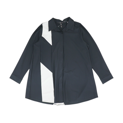 Black Color Block Button Down