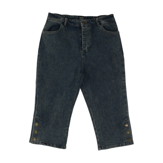 Blue Solid Denim Capris