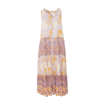 Beige Floral Midi Dress