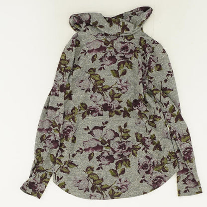 Gray Floral Cowl Neck Sweater