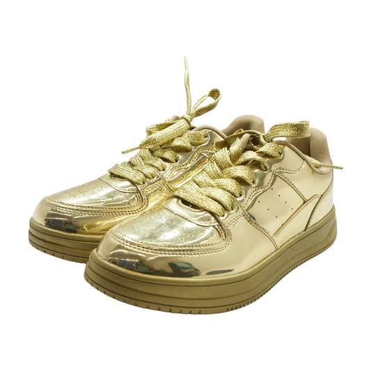 Gold Low-Top Athletic Shoes