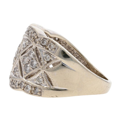 3/4 Ct 14K White Gold Diamond Pave Openwork Cocktail Ring