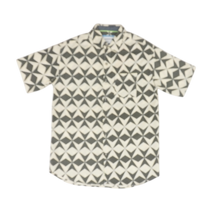 Gray Geometric Short Sleeve Button Down