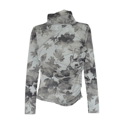 Gray Floral Blouse