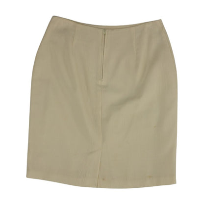 Vintage Ivory Solid Midi Skirt