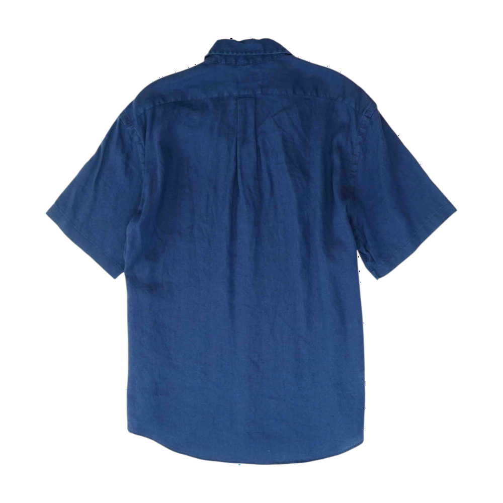 Navy Solid Short Sleeve Button Down
