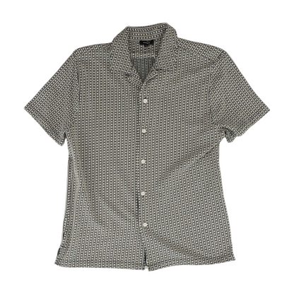 Black Print Short Sleeve Button Down