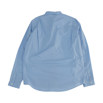 Blue Solid Long Sleeve Button Down