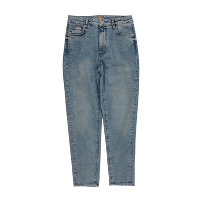 Blue Solid Mom Jeans