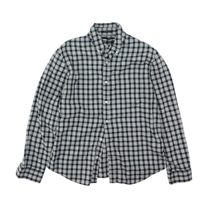 Navy Plaid Long Sleeve Button Down