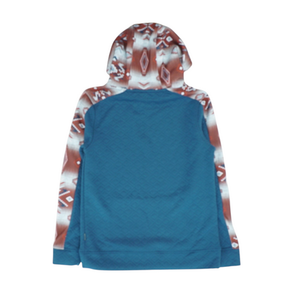 Teal Color Block Hoodie Pullover