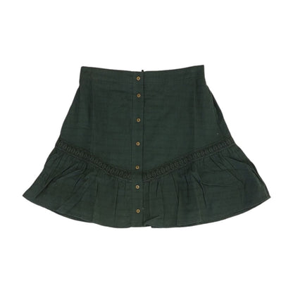 Green Solid Midi Skirt