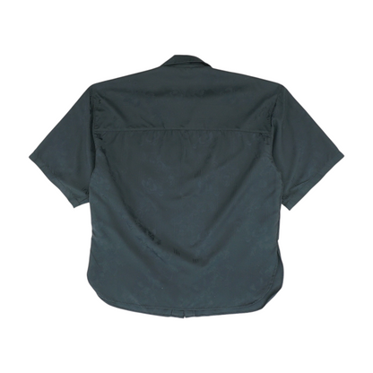 Black Print Short Sleeve Button Down