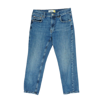 Blue Solid Denim Capris