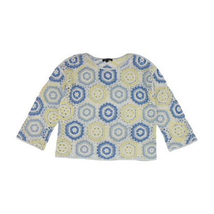 Blue Petite Print Pullover Sweater