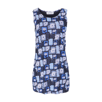 Vintage Blue Floral Mini Dress