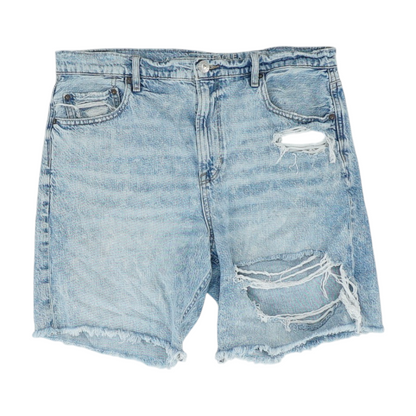 Blue Solid Denim Shorts