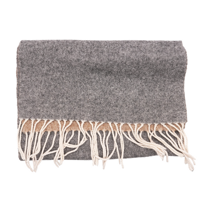 Gray Cashmere & Silk Blend Reversible Fringe Scarf