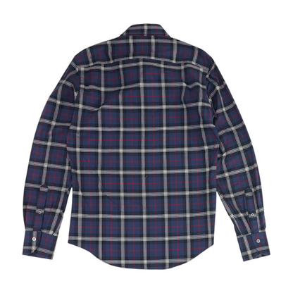 Navy Plaid Long Sleeve Button Down