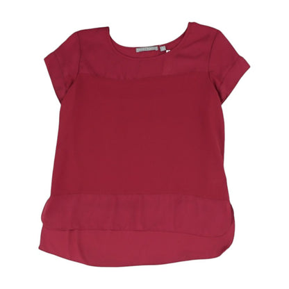 Pink Solid Short Sleeve Blouse