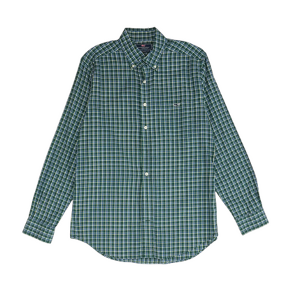 Green Plaid Long Sleeve Button Down