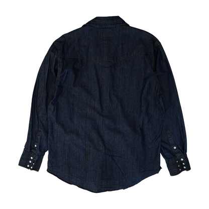Blue Solid Long Sleeve Button Down