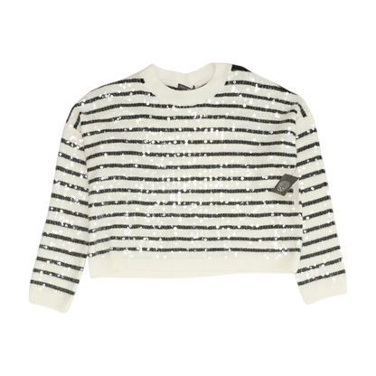 White Striped Pullover Sweater