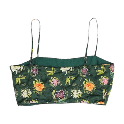 Green Floral Cropped Blouse
