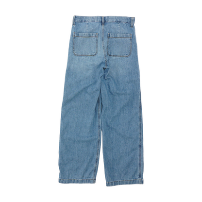 Blue Solid Wide Leg Jeans