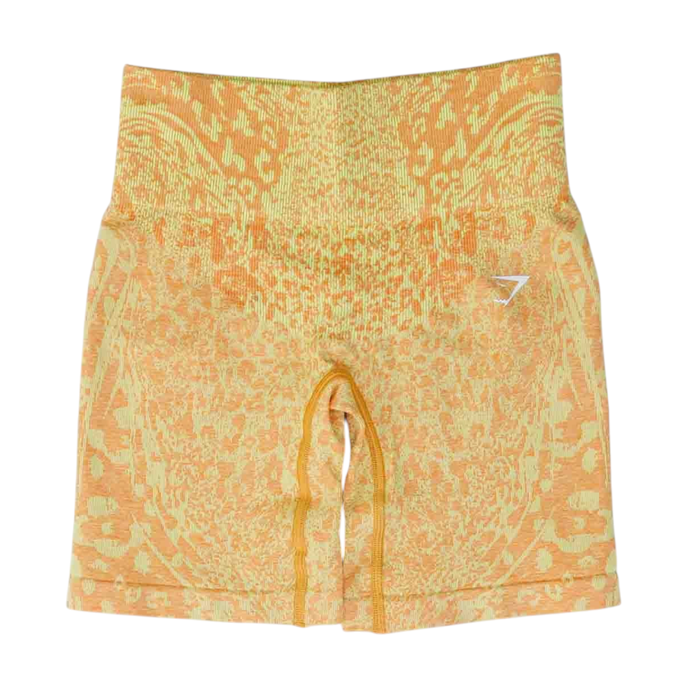 Orange Animal Print Active Shorts