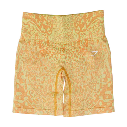 Orange Animal Print Active Shorts