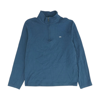 Blue Solid 1/4 Zip Pullover