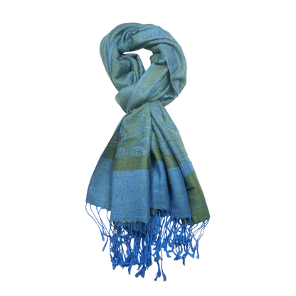 Blue Graphic Cashmere Blend Scarf