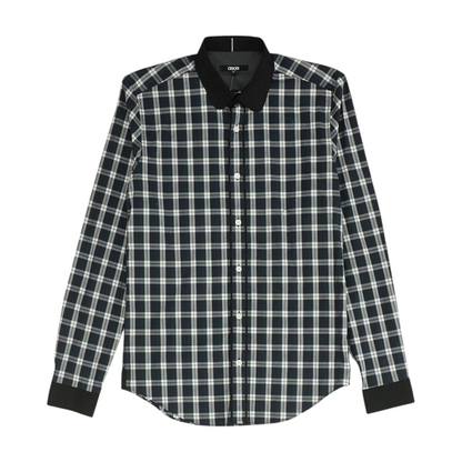 Black Plaid Long Sleeve Button Down