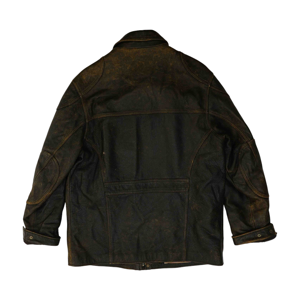 Brown Solid Leather Jacket