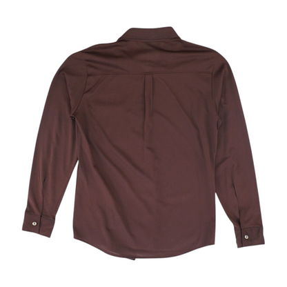 Vintage Brown Solid Long Sleeve Button Down