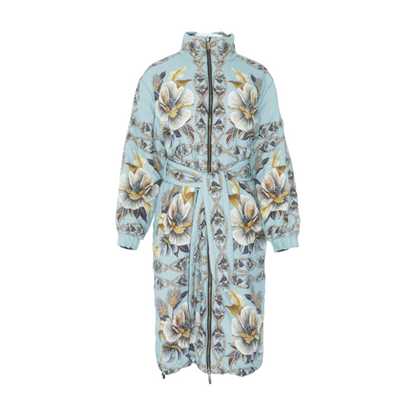 Black Flowerful Snake Garden Reversible Maxi Puffer Jacket