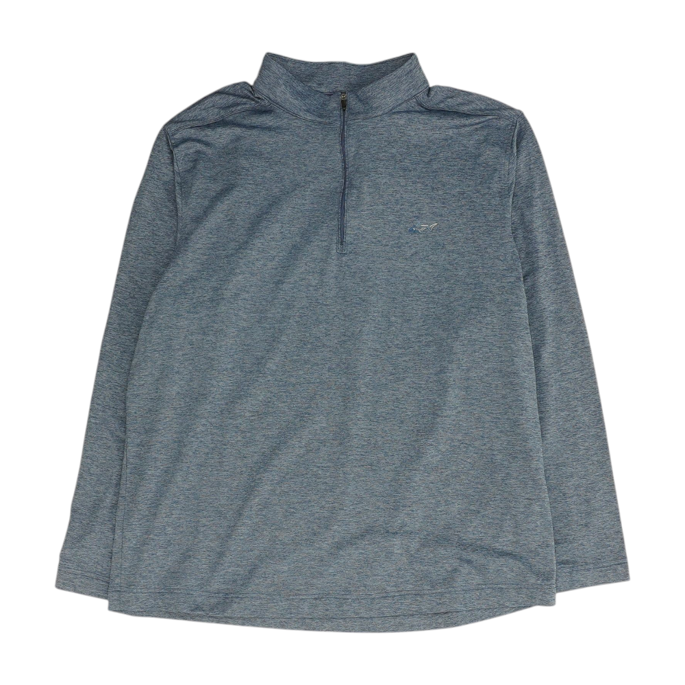 Blue Solid 1/4 Zip Pullover