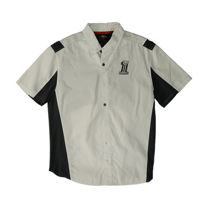 White Solid Short Sleeve Button Down