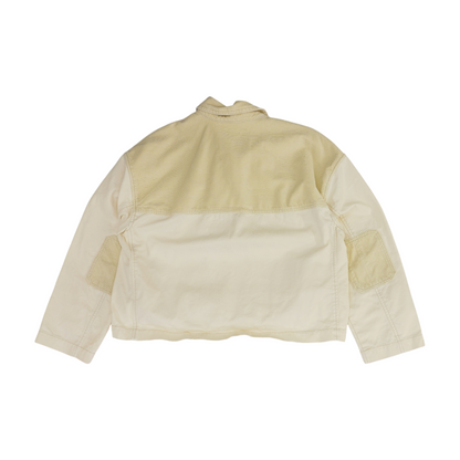 Beige Solid Denim Jacket