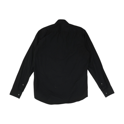 Black Solid Long Sleeve Button Down
