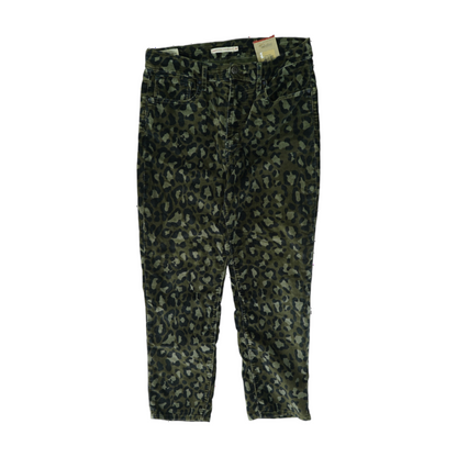724 Olive Animal Print Straight Jeans
